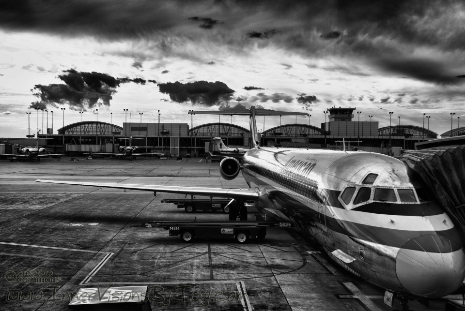 Grounded Airplane grouinded by incoming storm