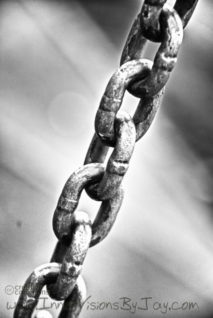 Chains in black and white against glowing background