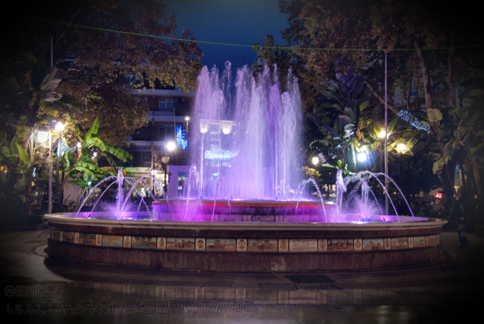 Purple fountain in Malaga