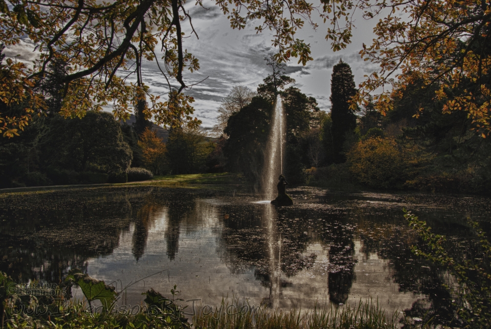 Powerscourt Night Fountain at Dusk in Powercourt, Ireland