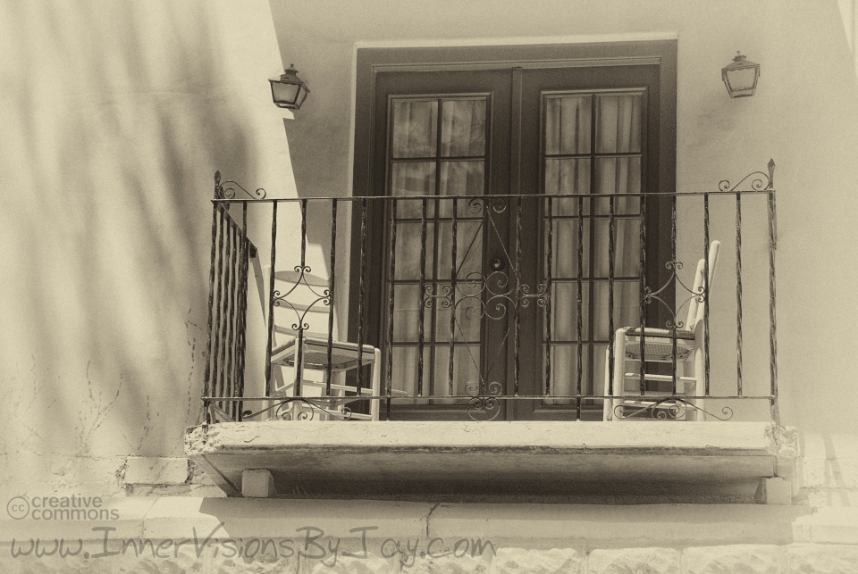 Soulmate Lost Empty balcony in Sepia