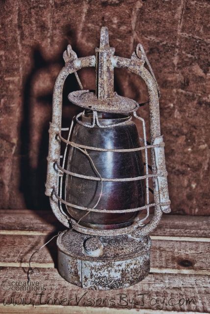 Rusted lantern in Manchester Air Raid Shelter